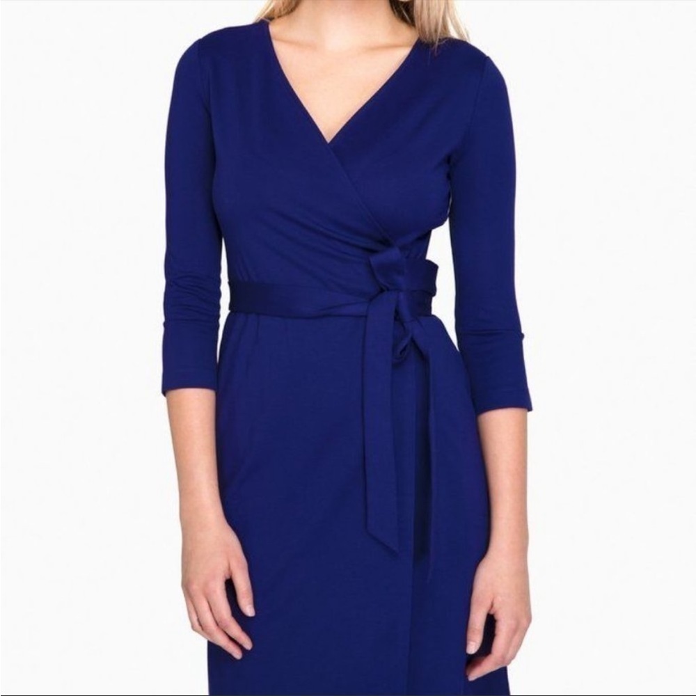 Tuckernuck Persifor 3/4 Sleeve Wrap Dress in Blue Size Small